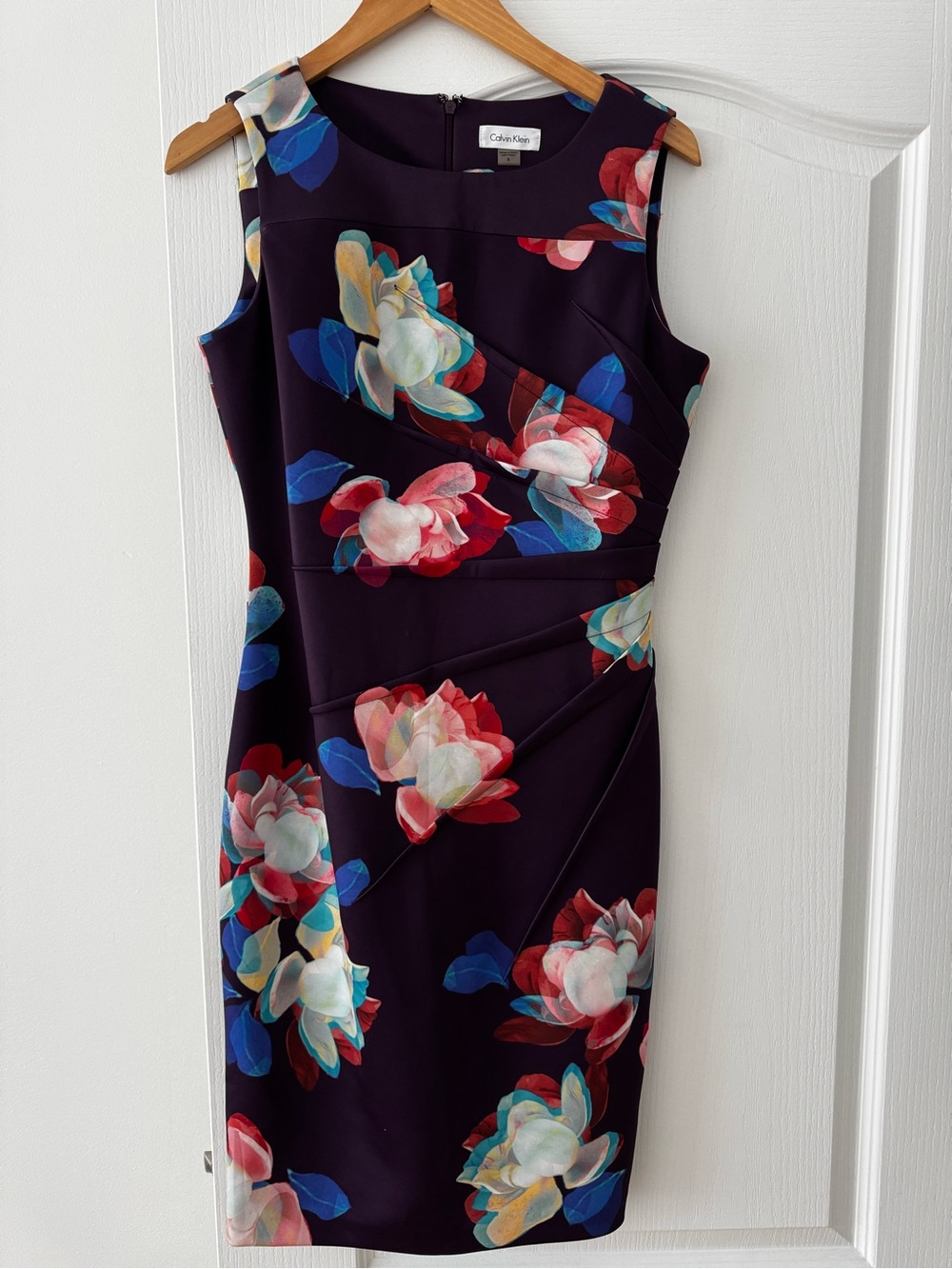 Calvin Klein Purple Floral Midi Sheath Dress